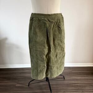 NWT Deerskin Vintage 80s Green Genuine Leather Skirt Sz 16 Stretch Waist